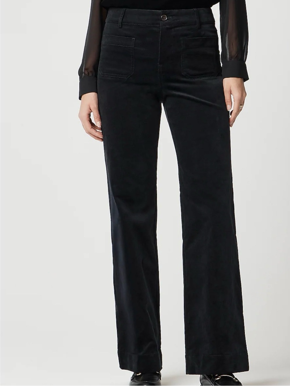 J. Crew Black Lizzie High-Rise Wide Leg Velvet Pants